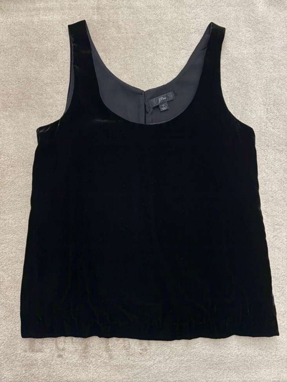 J.Crew Women's Black Velvet Scoop Neckline Sleeveless Tank Top Size 0